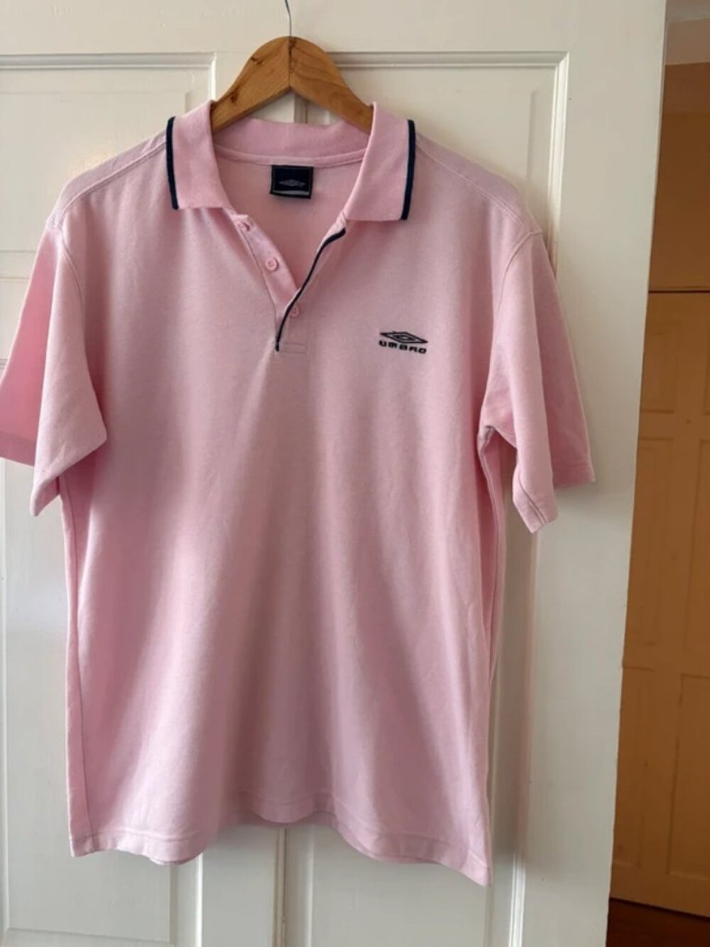 Umbro Men's Pink Embroidered Logo Polo Shirt - Size L
